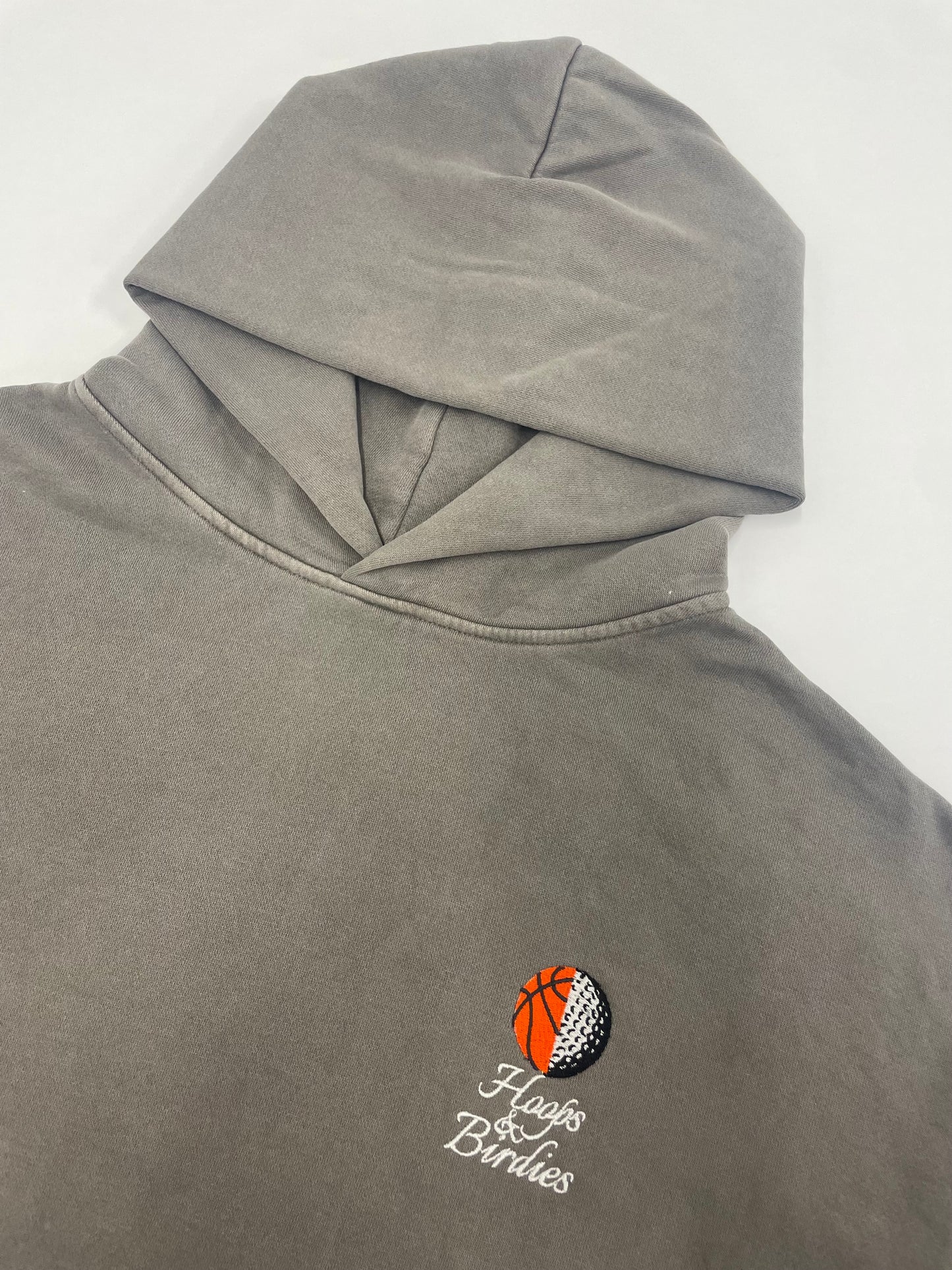 WE BALL SCRIPT LOGO HOODIE (OVERSIZED FIT) - FADED GREY/WHITE/ORANGE/BLACK