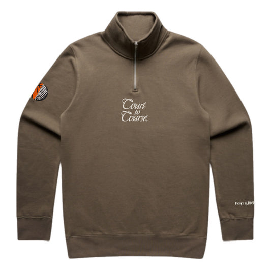 COURT TO COURSE QUARTER ZIP - WALNUT/WHITE/FOREST