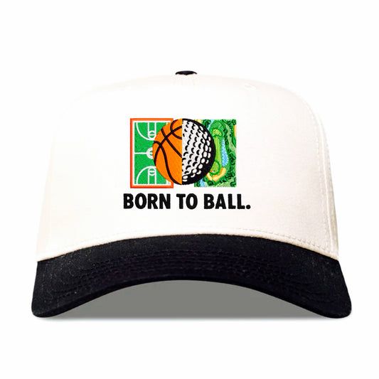 BORN TO BALL HAT - WHITE/BLACK