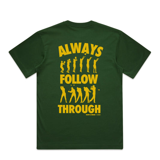 FOLLOW THROUGH TEE (BOXY FIT) - FOREST GREEN/CANARY