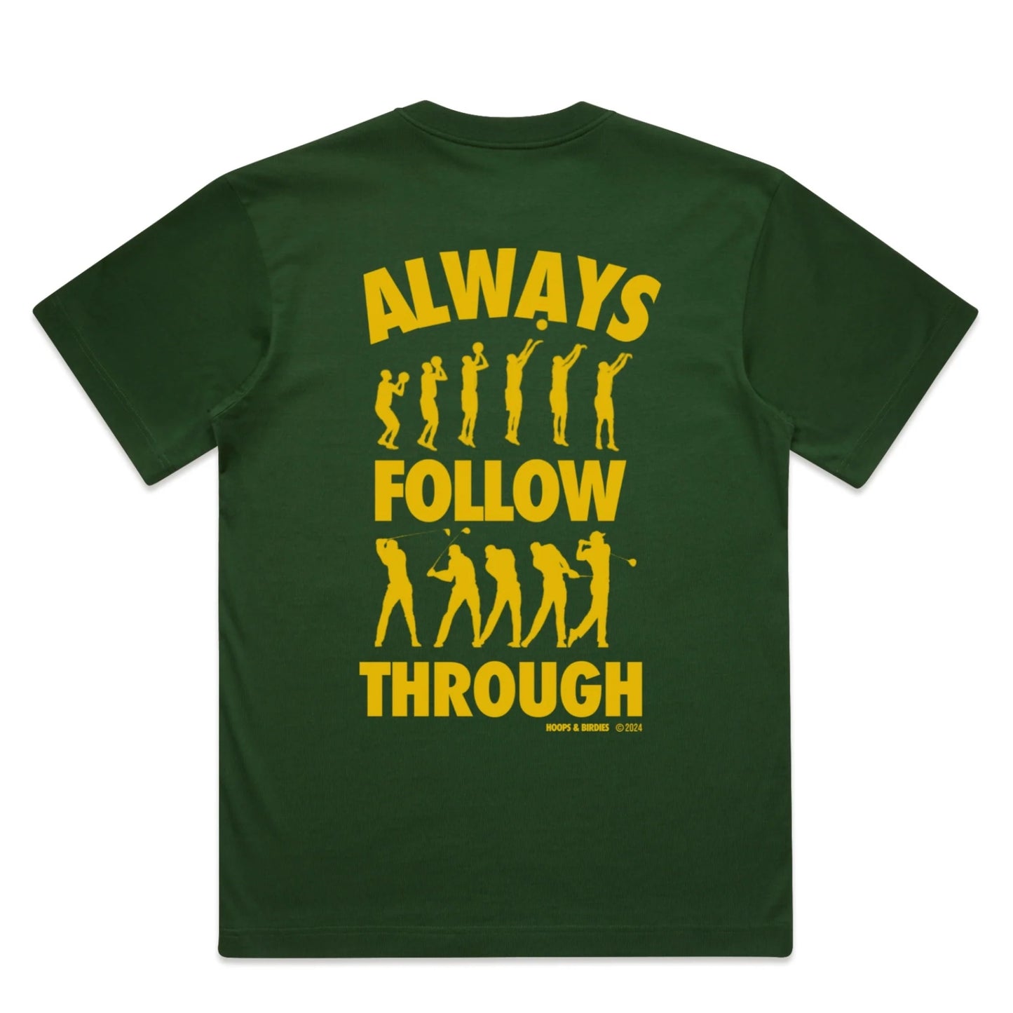 FOLLOW THROUGH TEE (BOXY FIT) - FOREST GREEN/CANARY