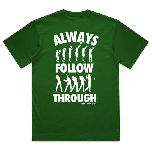 FOLLOW THROUGH TEE (BOXY FIT) - FOREST GREEN/WHITE