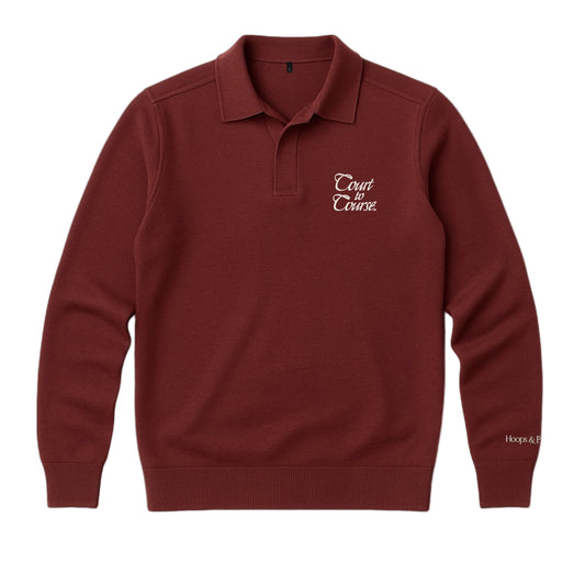 COURT TO COURSE POLO SWEATER CARDINAL/WHITE